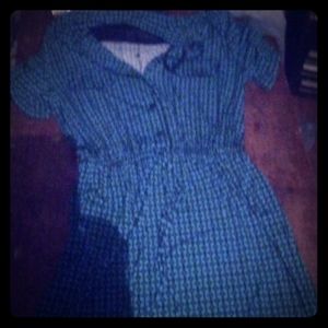 Blue button down collared dress